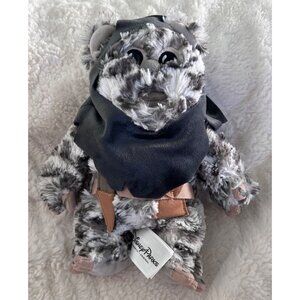 Disney Parks Brethupp Ewok Plush Toy 9" Gray & White Furry Collectible With Hood
